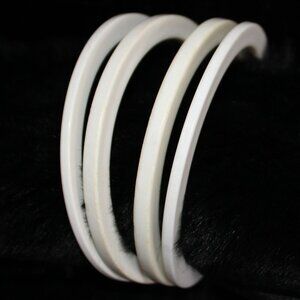 (4) Bangle Bracelets-Bakelite? Crisp White VTG from Grandmas jewelry box